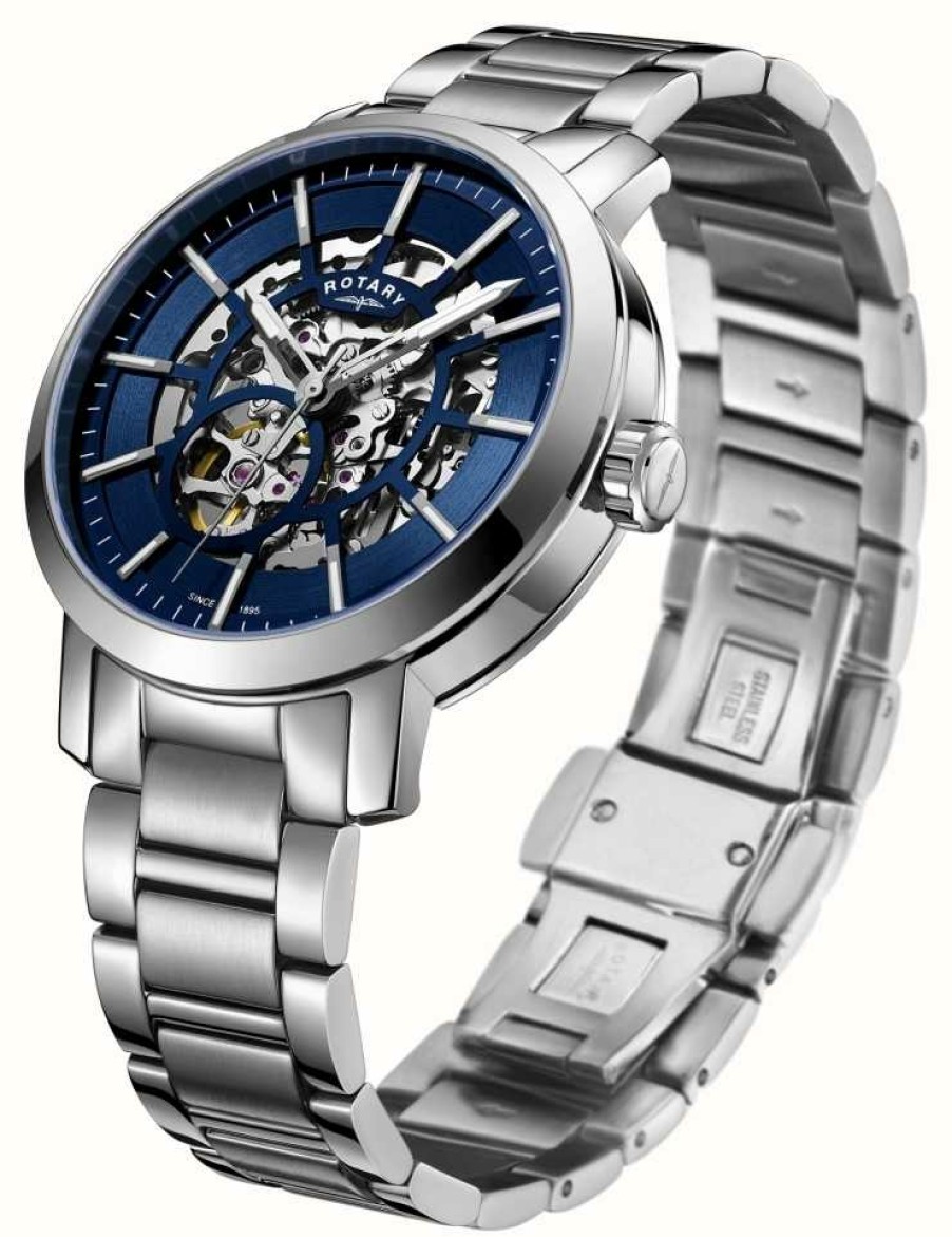 Men'S Rotary | Rotary | Men'S Greenwich Skeleton | Stainless Steel Bracelet