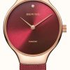 Women'S Bering | Bering | Women'S Charity Watch | Red Mesh Strap | Red Dial