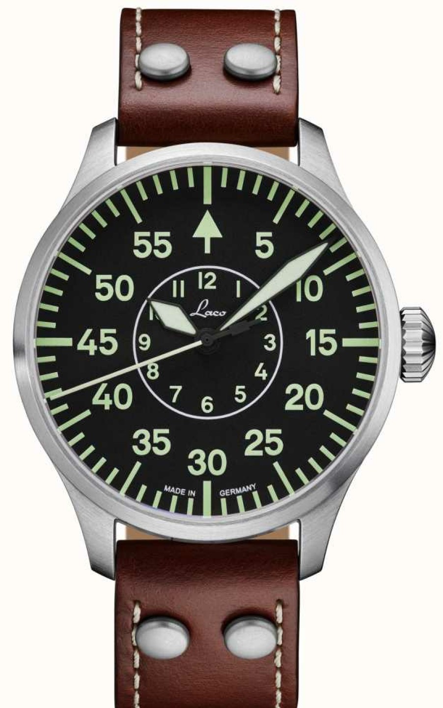 Men'S Laco | Laco | Aachen 42 | Pilot Automatic | Brown Leather Strap