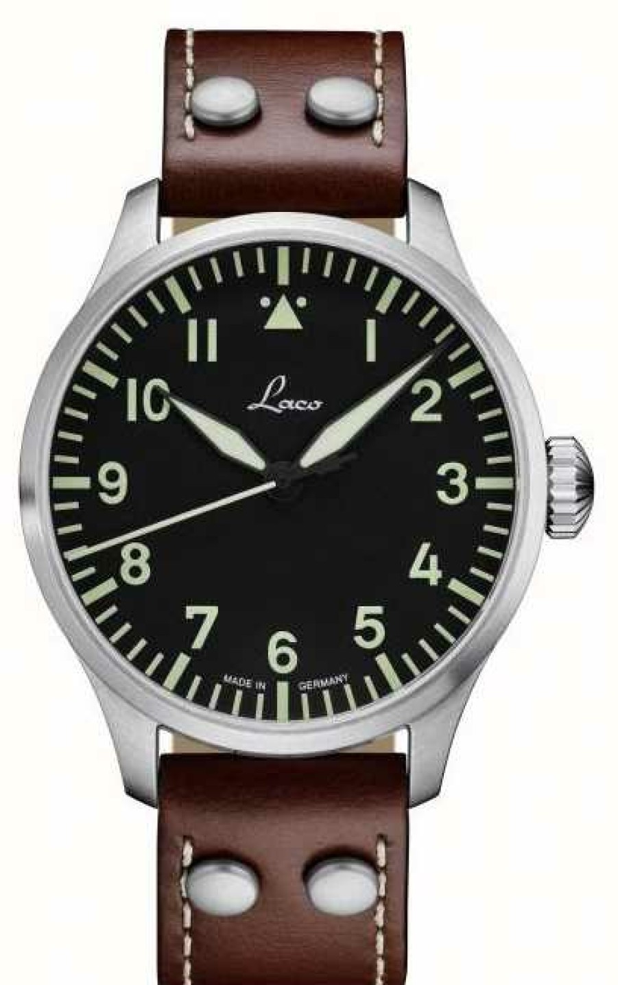 Men'S Laco | Laco | Augsburg 42 | Automatic Pilot | Brown Leather | Black Dial