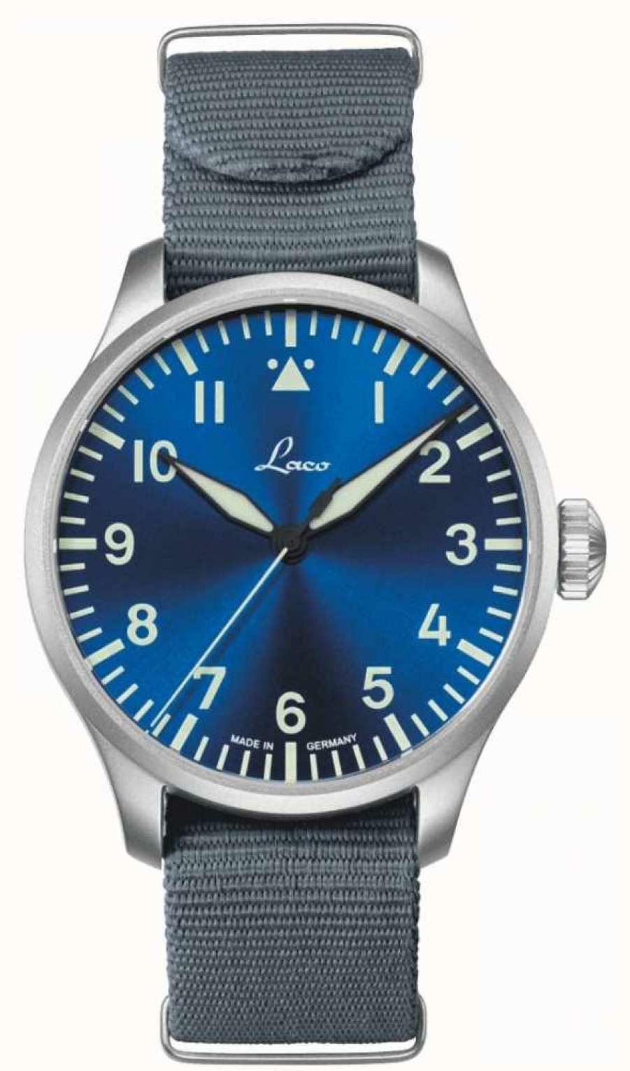 Men'S Laco | Laco | Augsburg Blaue Stunde 42 | Grey Nylon Strap | Blue Dial