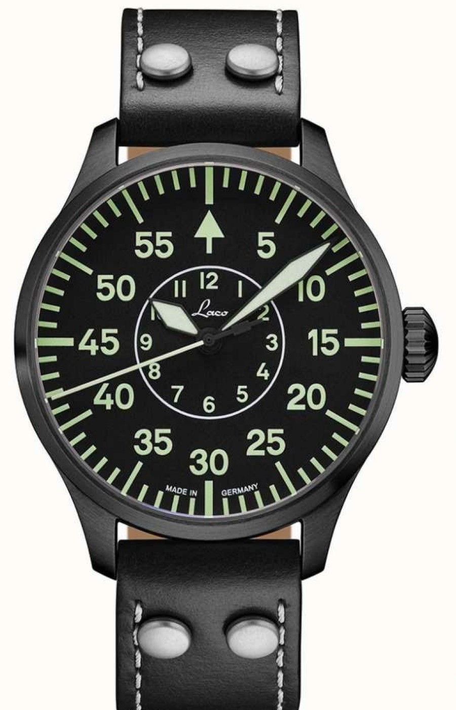 Men'S Laco | Laco | Bielefeld 42 | Automatic Pilot | Black Leather Strap