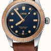 Men'S ORIS | Oris Divers Sixty-Five Automatic (40Mm) Blue Dial / Brown Leather Strap