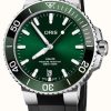 Men'S ORIS | Oris Aquis Date Automatic (39.5Mm) Green Dial / Black Rubber Strap