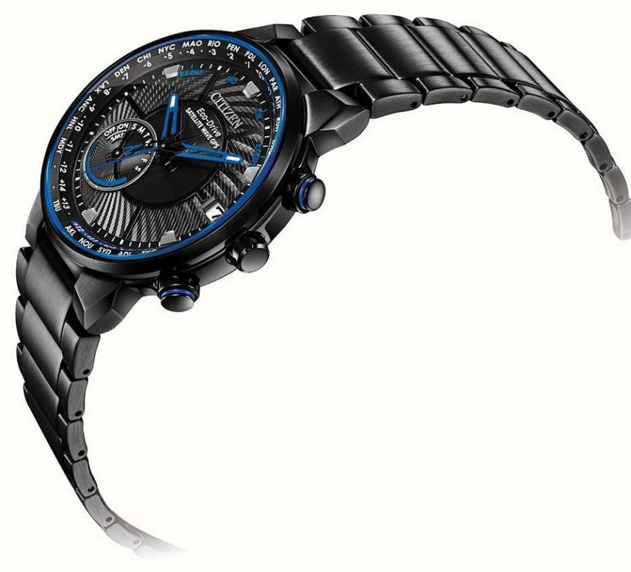 Men'S Citizen | Citizen Men'S Satellite Wave Gps Eco-Drive Black/Blue Pvd