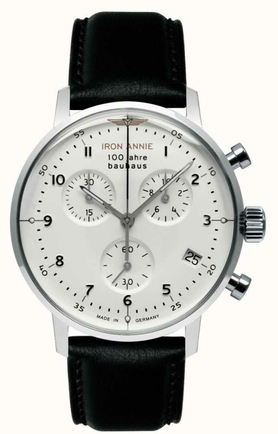 Men'S Iron Annie | Iron Annie Bauhaus | Chrono | White Dial | Black Leather