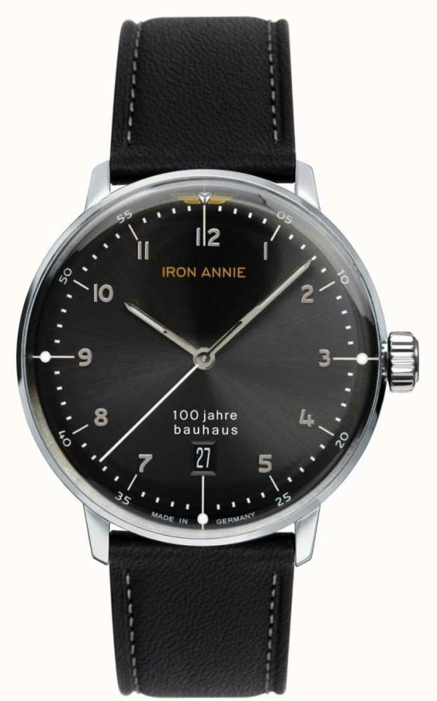 Men'S Iron Annie | Iron Annie Bauhaus | Black Dial | Black Leather Strap