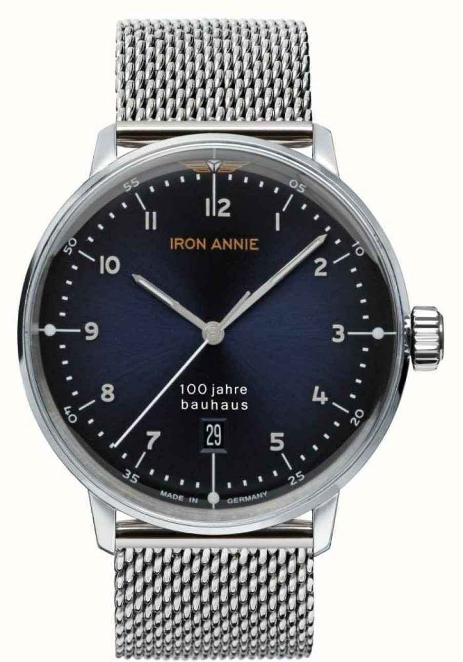 Men'S Iron Annie | Iron Annie Bauhaus | Blue Dial | Stainless Steel Mesh