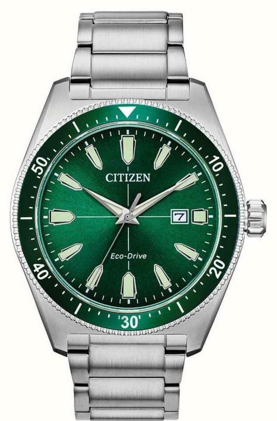 Men'S Citizen | Citizen | Men'S Eco Drive Sport | Stainless Steel Bracelet Green Dial