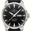 Men'S Certina | Certina | Ds Action Day-Date Powermatic 80 | Black Leather Strap