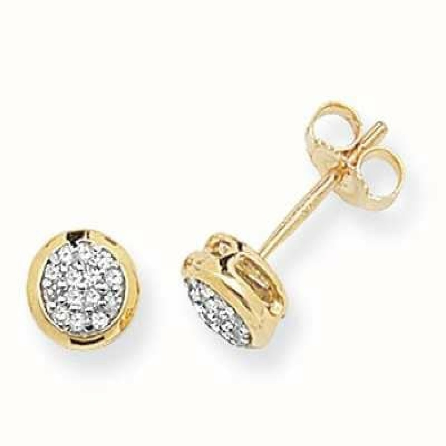 Jewelry James Moore | James Moore Th 9K Yellow Gold Diamond Pave Stud Earrings