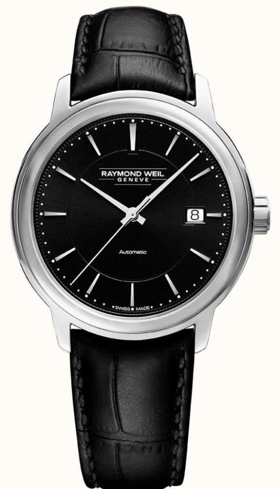 Men'S Raymond Weil | Raymond Weil Men'S | Maestro | Automatic | Black Dial | Black Leather