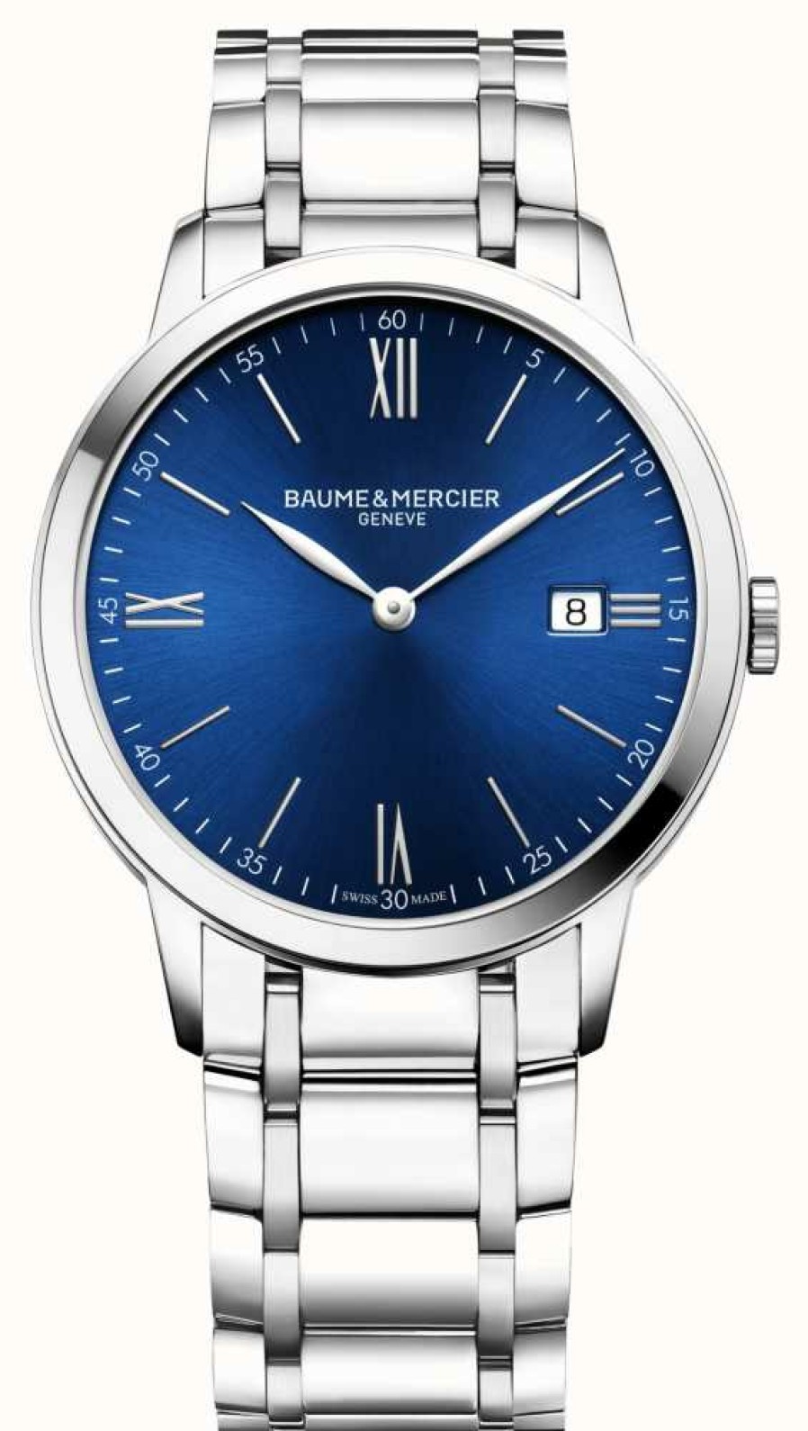 Men'S Baume & Mercier | Baume & Mercier | Men'S Classima | Stainless Steel Bracelet | Blue Dial