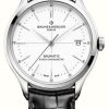 Men'S Baume & Mercier | Baume & Mercier | Men'S Clifton | Baumatic | Black Leather | White Dial