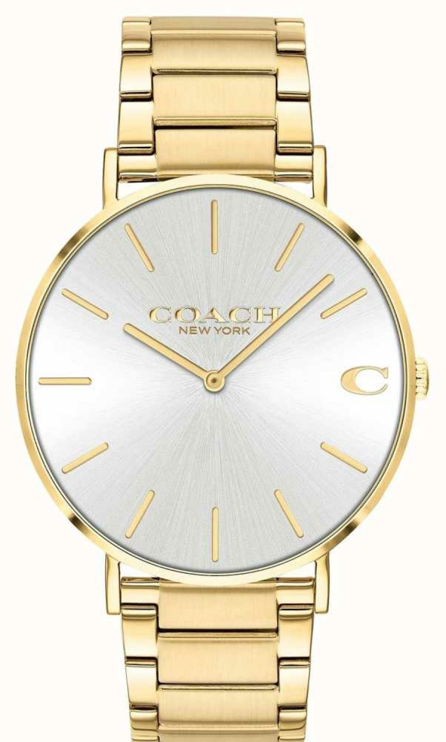 Men'S Coach | Coach | Men'S | Charles | Gold Pvd Bracelet | Silver Dial