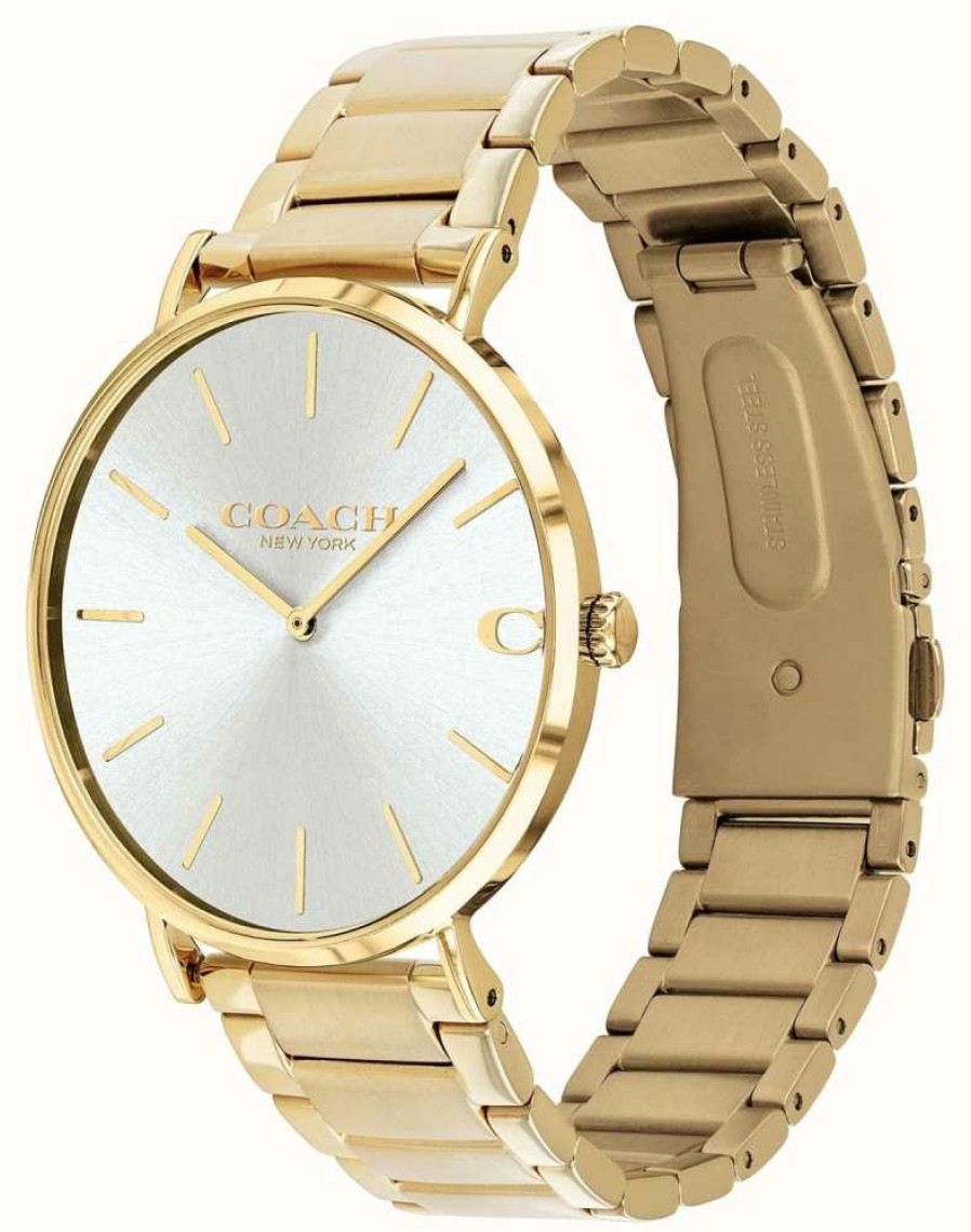 Men'S Coach | Coach | Men'S | Charles | Gold Pvd Bracelet | Silver Dial