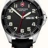 Men'S Victorinox | Victorinox | Men'S Fieldforce | Black Leather Strap | Black Dial