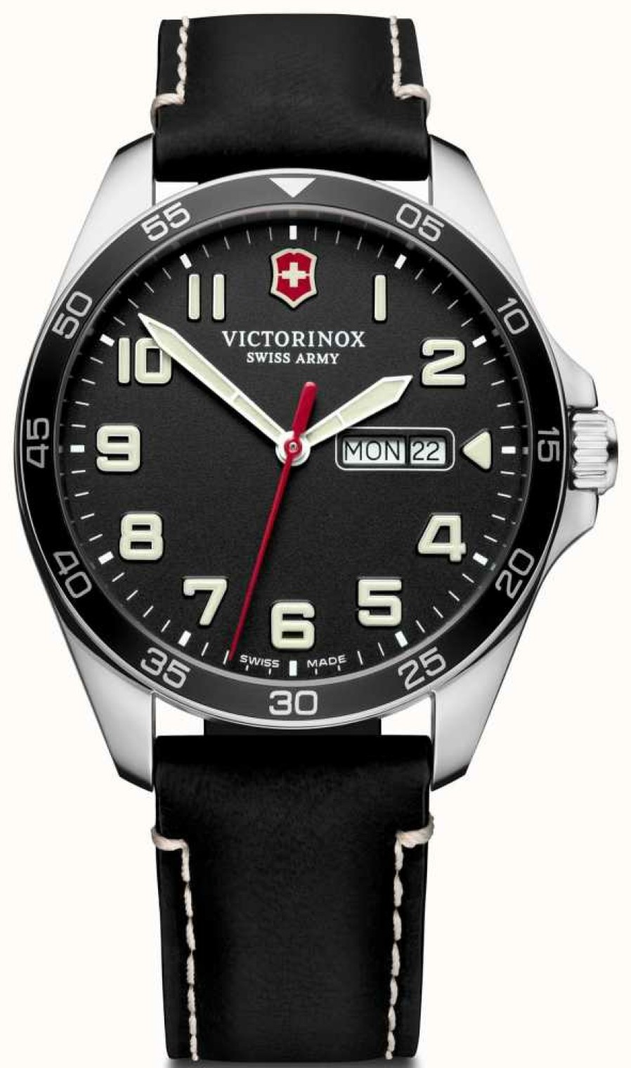 Men'S Victorinox | Victorinox | Men'S Fieldforce | Black Leather Strap | Black Dial