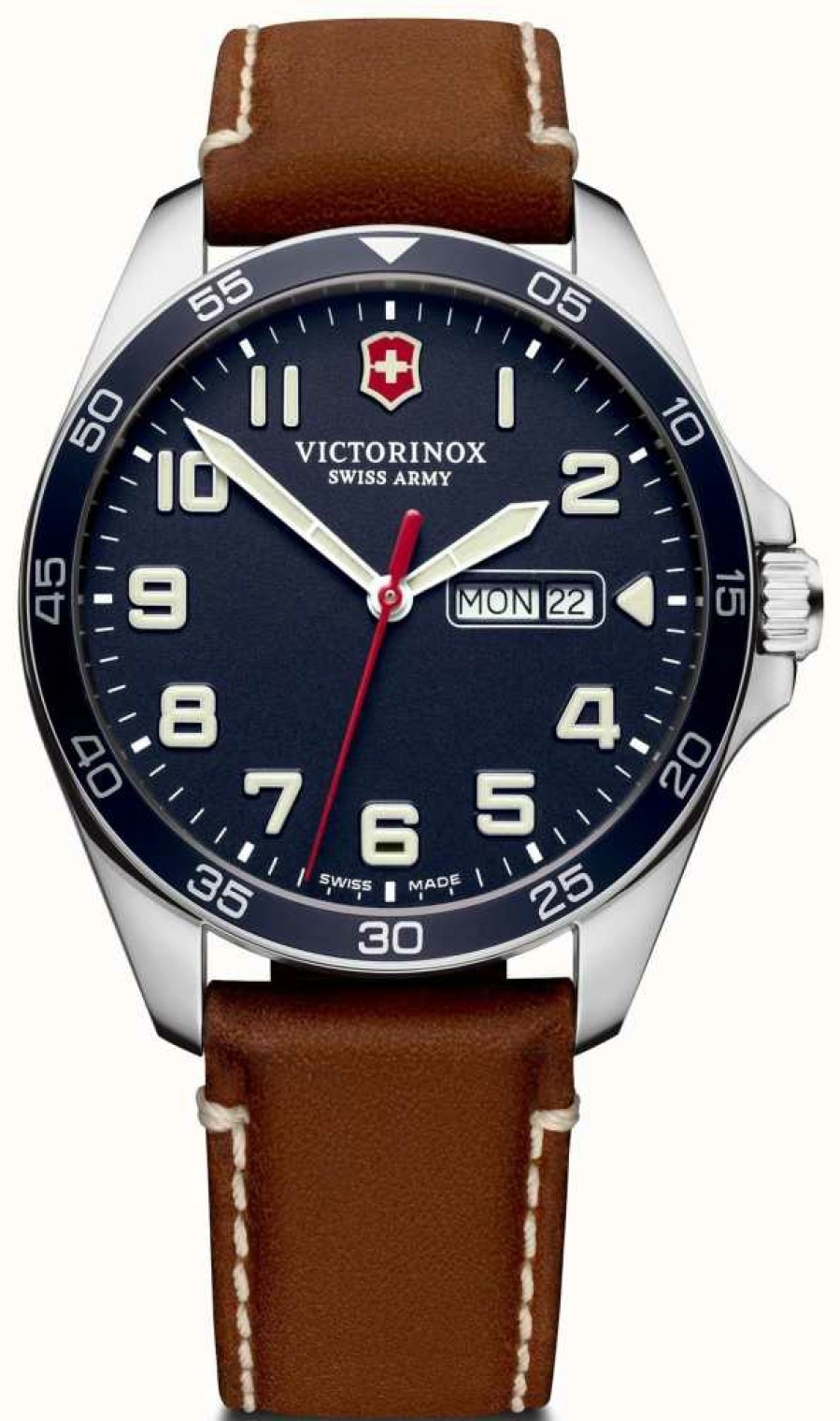 Men'S Victorinox | Victorinox | Men'S Fieldforce | Brown Leather Strap | Blue Dial