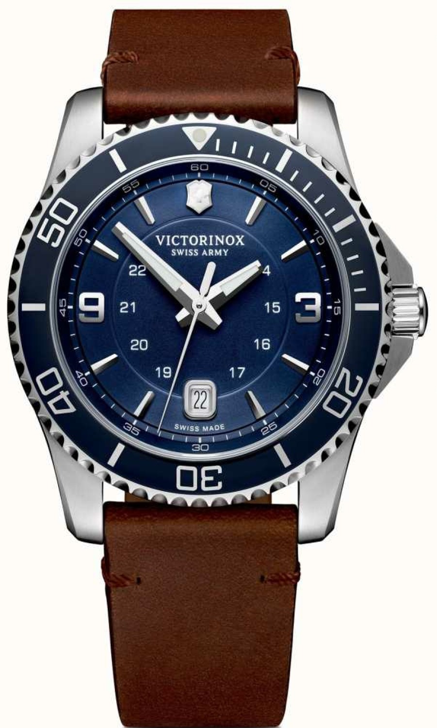 Men'S Victorinox | Victorinox | Men'S Maverick | Blue Dial | Brown Leather Strap