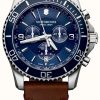 Men'S Victorinox | Victorinox | Men'S Maverick Chrono | Blue Dial | Brown Leather Strap