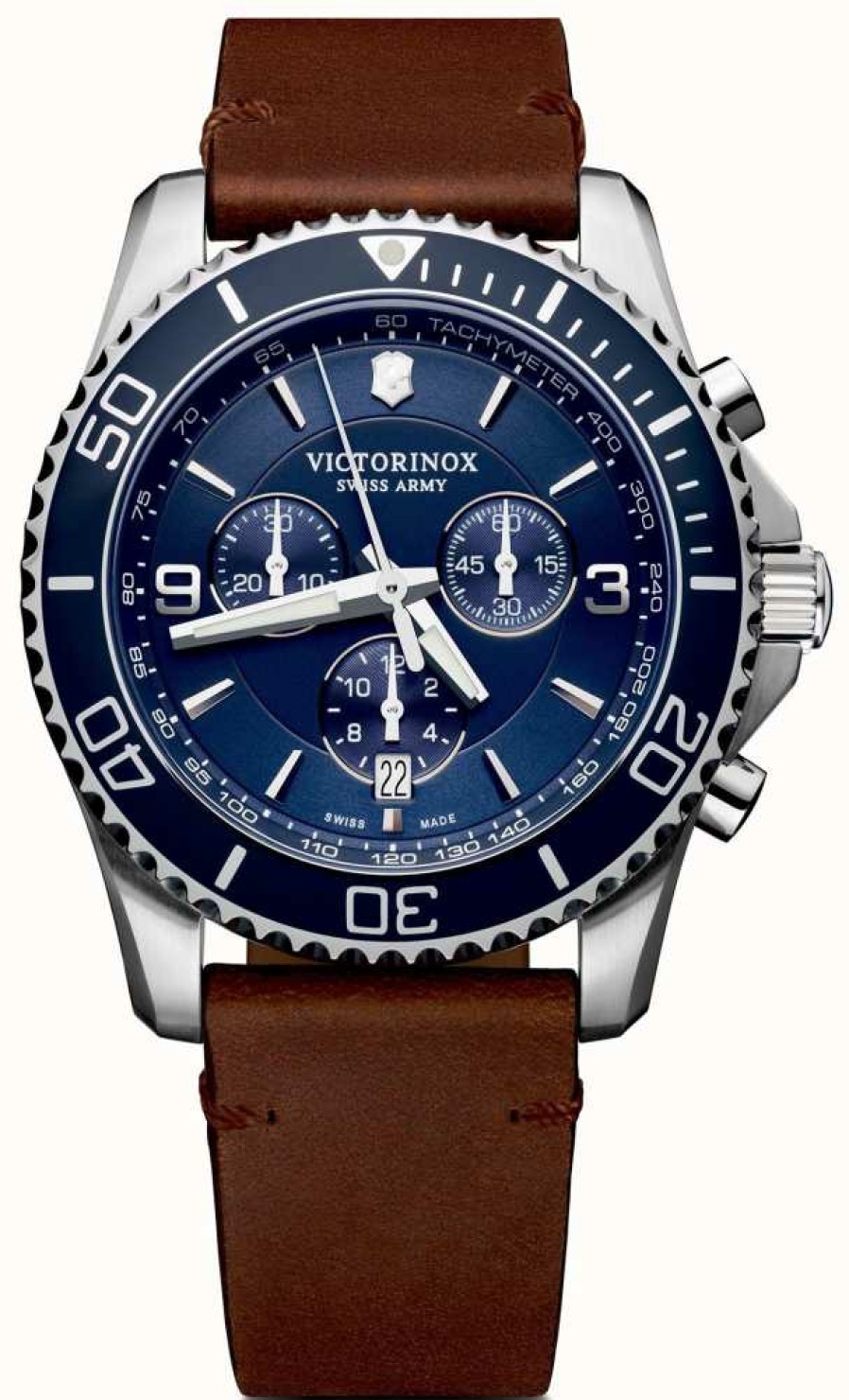 Men'S Victorinox | Victorinox | Men'S Maverick Chrono | Blue Dial | Brown Leather Strap