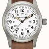 Men'S Hamilton | Hamilton Khaki Field Mechanical (38Mm) White Dial / Brown Leather Strap