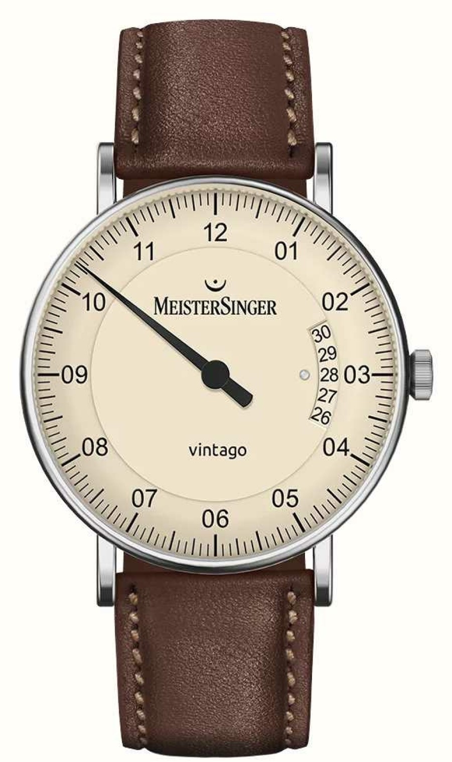 Men'S MeisterSinger | Meistersinger | Men'S Vintago | Automatic | Brown Leather | Cream Dial