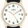 Men'S Limit | Limit | Men'S Black Leather | Silver Dial | Gold Case