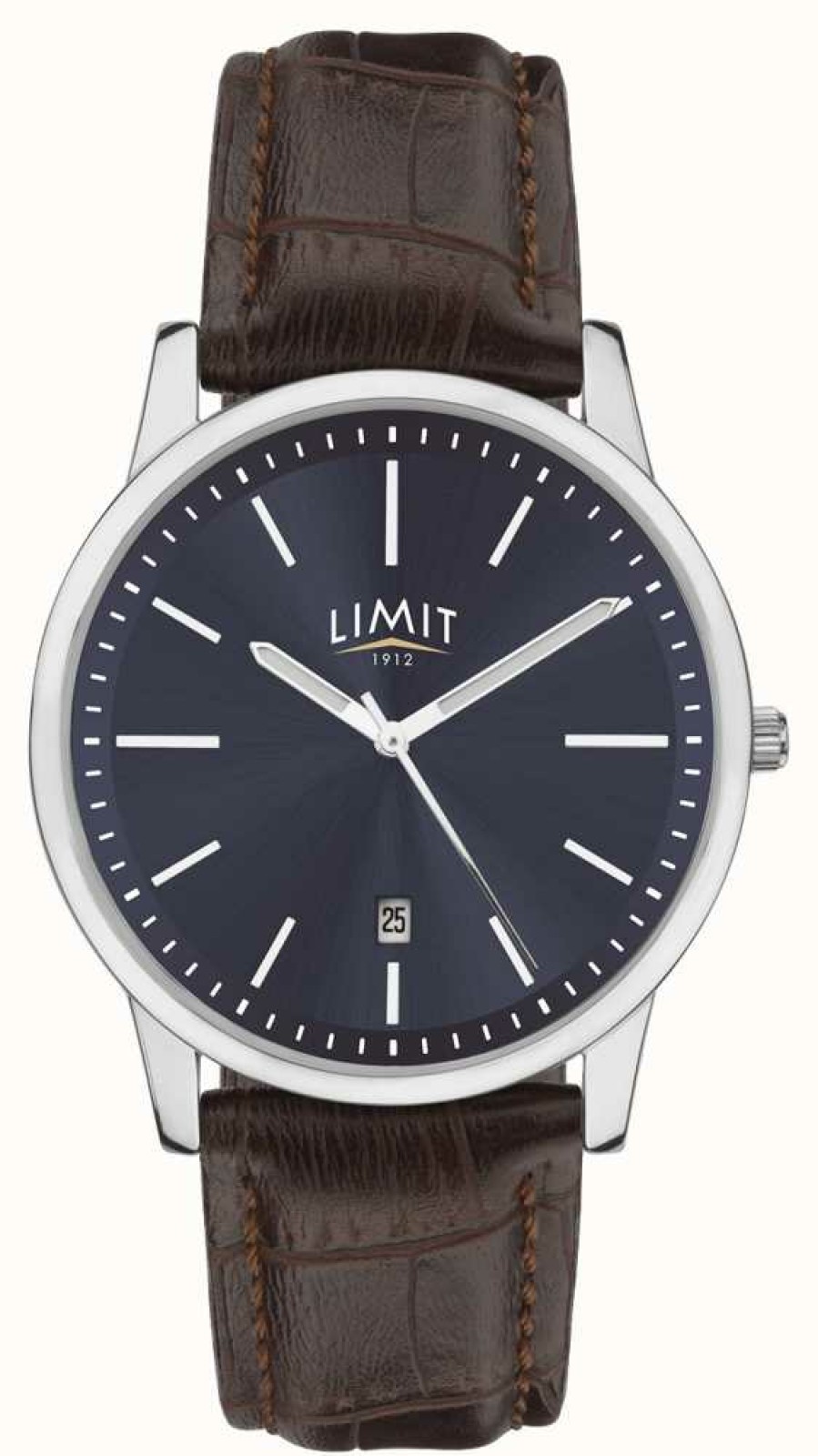 Men'S Limit | Limit | Men'S Brown Leather Strap | Blue Dial | Silver Case