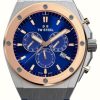 Men'S TW Steel | Tw Steel Ceo Tech Chronograph (44Mm) Blue Sunray Dial / Blue Silicone Strap