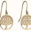 Jewelry Elements Gold | Elements Gold 9K Yellow Gold Tree Of Life Earrings