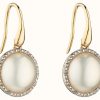 Jewelry Elements Gold | Elements Gold 9K Yellow Gold Diamond And Pearl Drop Earrings