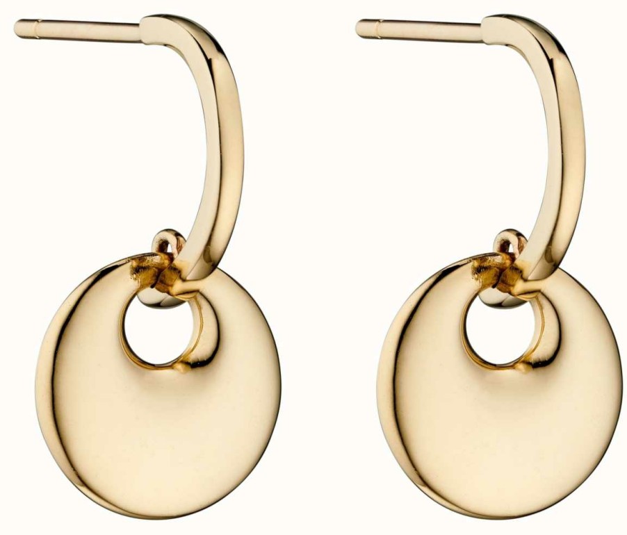 Jewelry Elements Gold | Elements Gold 9K Yellow Gold Bold Organic Disc Earrings