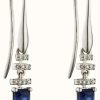 Jewelry Elements Gold | Elements Gold 9K White Gold Sapphire Diamond Deco Drop Earrings