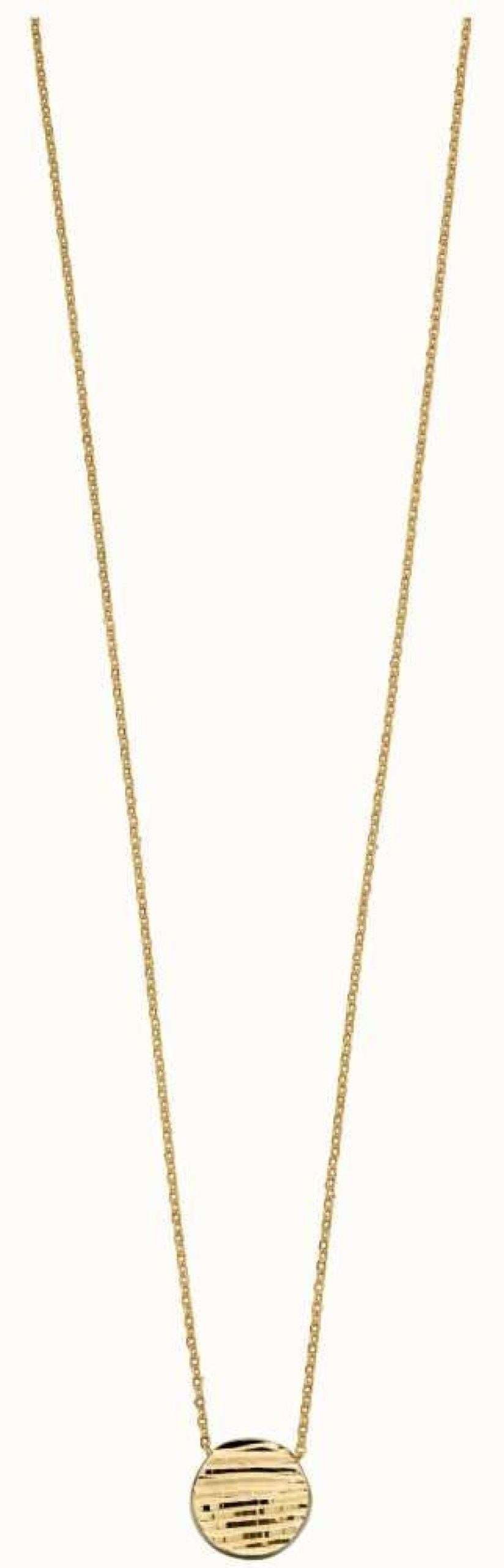 Jewelry Elements Gold | Elements Gold 9K Yellow Gold Textured Circle Necklace