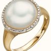 Jewelry Elements Gold | Elements Gold 9K Yellow Gold Diamond And Pearl Ring