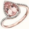 Jewelry Elements Gold | Elements Gold 9K Rose Gold Morganite And Diamond Teardrop Ring