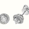 Jewelry James Moore | James Moore Th 18K White Gold Diamond Halo Stud Earrings