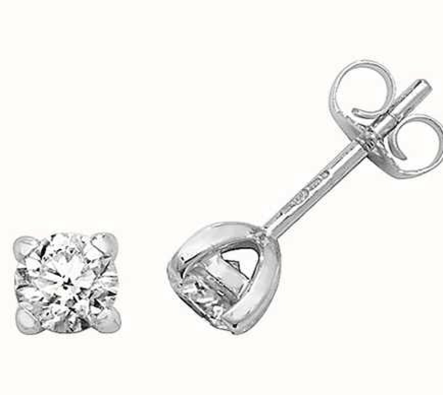 Jewelry James Moore | James Moore Th 18K White Gold Diamond Stud Earrings