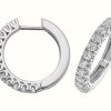 Jewelry James Moore | James Moore Th 18K White Gold Diamond Hoop Earrings