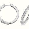 Jewelry James Moore | James Moore Th 18K White Gold Diamond Hoop Earrings