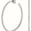 Jewelry James Moore | James Moore Th 18K White Gold Diamond Hoop Earrings