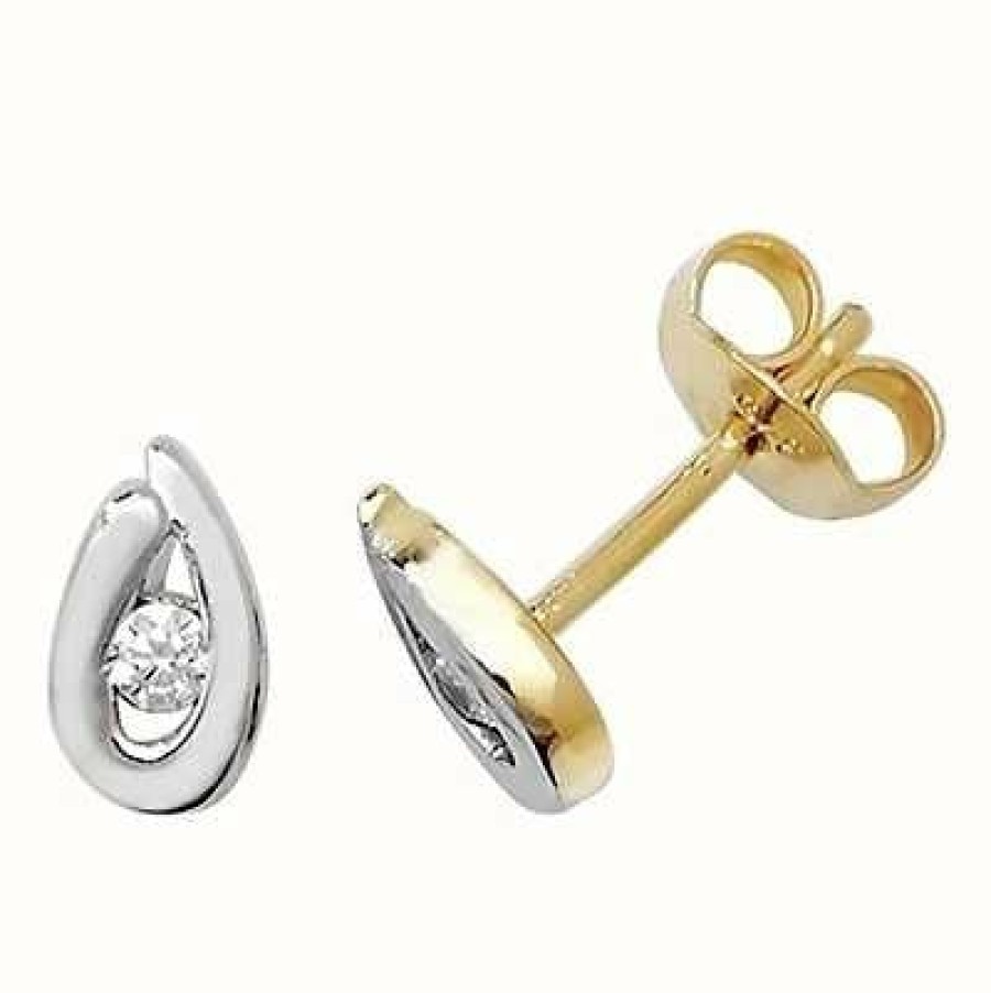 Jewelry James Moore | James Moore Th 9K Yellow Gold Cubic Zirconia Stud Earrings