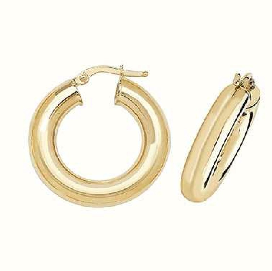 Jewelry James Moore | James Moore Th 9K Yellow Gold Hoop Earrings 15 Mm