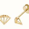 Jewelry James Moore | James Moore Th 9K Yellow Gold Diamond Shape Stud Earrings