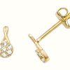 Jewelry James Moore | James Moore Th 9K Yellow Gold Cubic Zirconia Stud Earrings