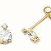 Jewelry James Moore | James Moore Th 9K Yellow Gold Cubic Zirconia Star Stud Earrings