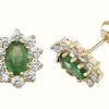 Jewelry James Moore | James Moore Th 9K Yellow Gold Emerald Cubic Zirconia Stud Earrings