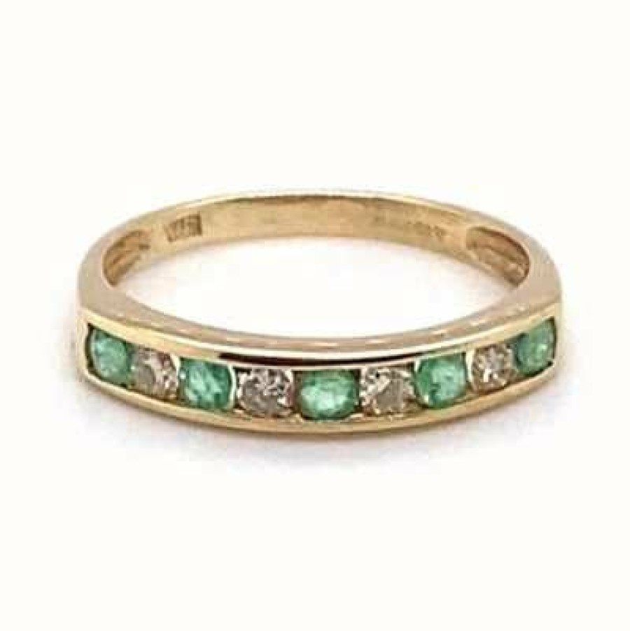 Jewelry James Moore | Perfection Diamond 9K Yellow Gold Emerald Diamond 9 Eternity Ring